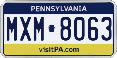 PA license plate MXM8063