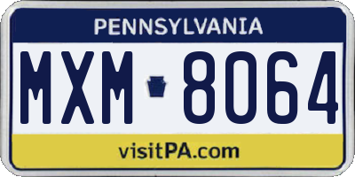 PA license plate MXM8064