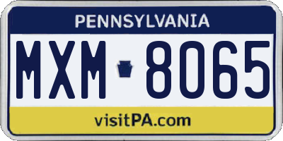 PA license plate MXM8065
