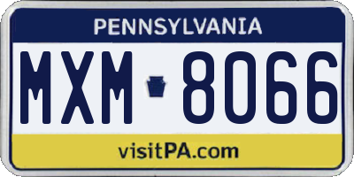 PA license plate MXM8066
