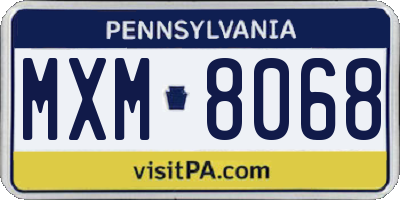 PA license plate MXM8068