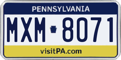 PA license plate MXM8071