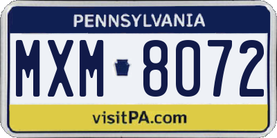 PA license plate MXM8072