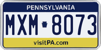 PA license plate MXM8073