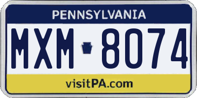PA license plate MXM8074
