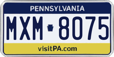 PA license plate MXM8075