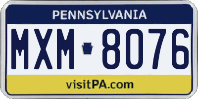 PA license plate MXM8076