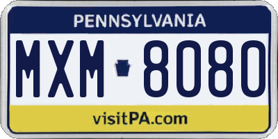 PA license plate MXM8080