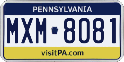PA license plate MXM8081