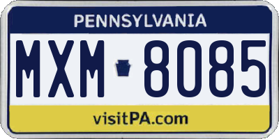 PA license plate MXM8085