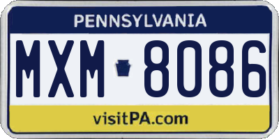 PA license plate MXM8086