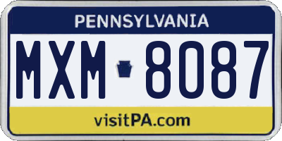 PA license plate MXM8087