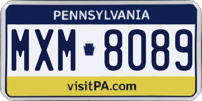 PA license plate MXM8089