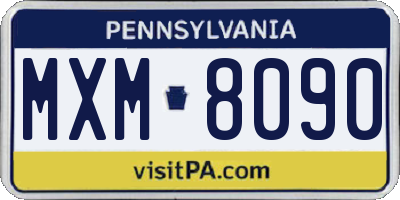 PA license plate MXM8090