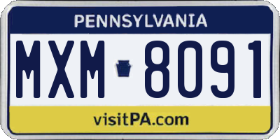 PA license plate MXM8091