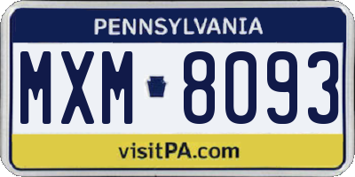 PA license plate MXM8093