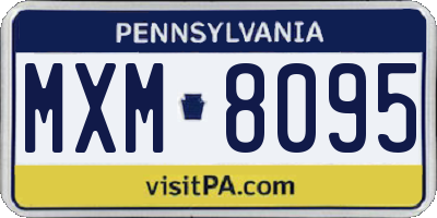 PA license plate MXM8095