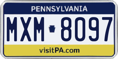 PA license plate MXM8097