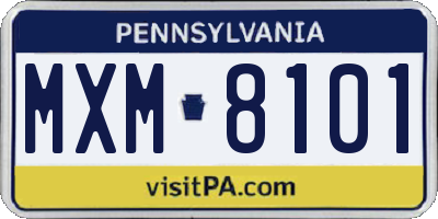 PA license plate MXM8101
