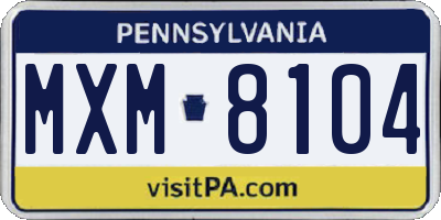 PA license plate MXM8104