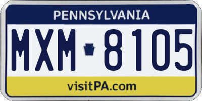 PA license plate MXM8105