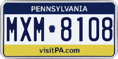 PA license plate MXM8108