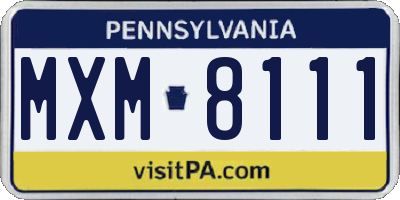 PA license plate MXM8111