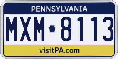 PA license plate MXM8113
