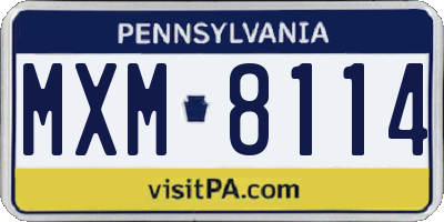 PA license plate MXM8114
