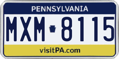 PA license plate MXM8115