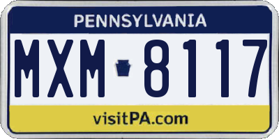 PA license plate MXM8117