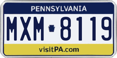 PA license plate MXM8119