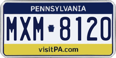 PA license plate MXM8120