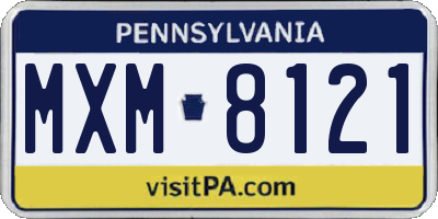 PA license plate MXM8121