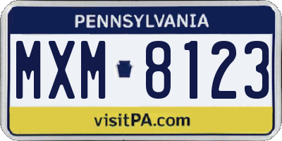 PA license plate MXM8123