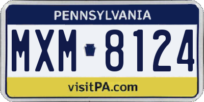 PA license plate MXM8124