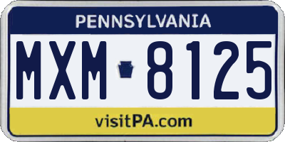 PA license plate MXM8125
