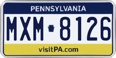 PA license plate MXM8126