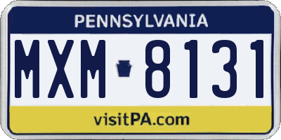 PA license plate MXM8131