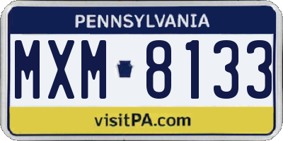 PA license plate MXM8133