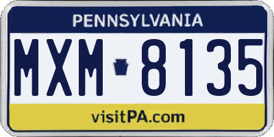PA license plate MXM8135