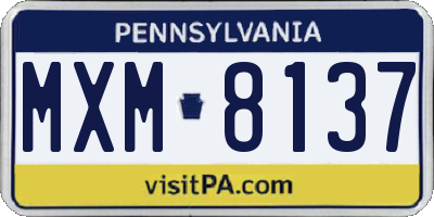 PA license plate MXM8137