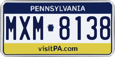 PA license plate MXM8138