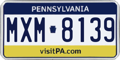 PA license plate MXM8139