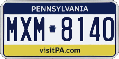 PA license plate MXM8140