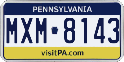 PA license plate MXM8143