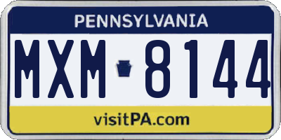 PA license plate MXM8144