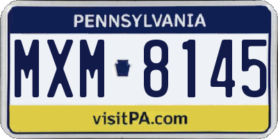 PA license plate MXM8145