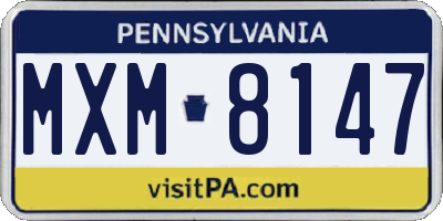 PA license plate MXM8147
