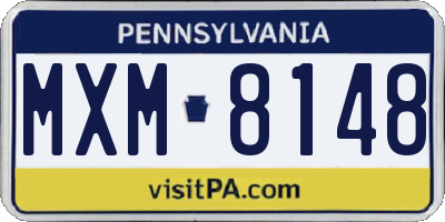 PA license plate MXM8148